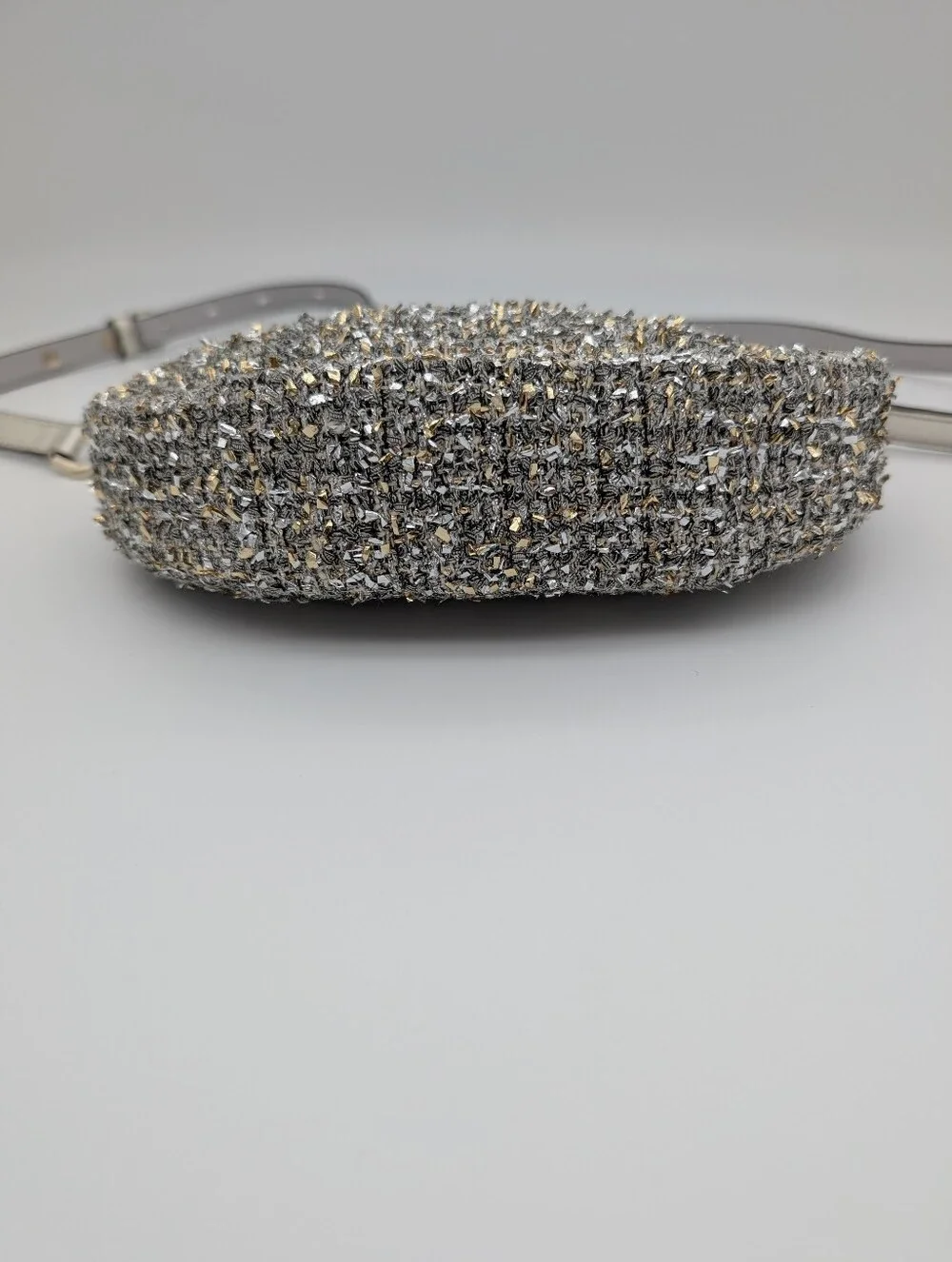 Kate Spade New York Smile Tweed Tinsel Crossbody K5516 Silver Gold Tinsil
